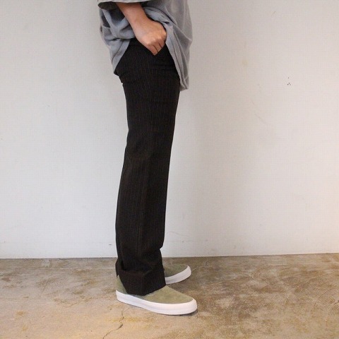 SALE】 VINTAGE ストライプ柄 フレアスラックス W31ブラウン パンツ