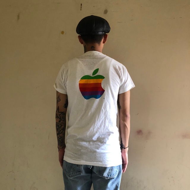 70's Apple USA製 レインボーアップルロゴ バックプリントTシャツ 70